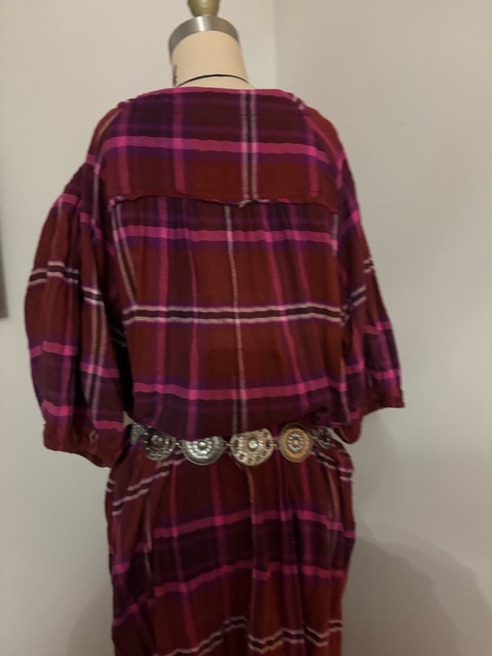 Free People Outlaw Boho Plaid Maxi Top Midi Dress Size: Large - Picture 12 of 12